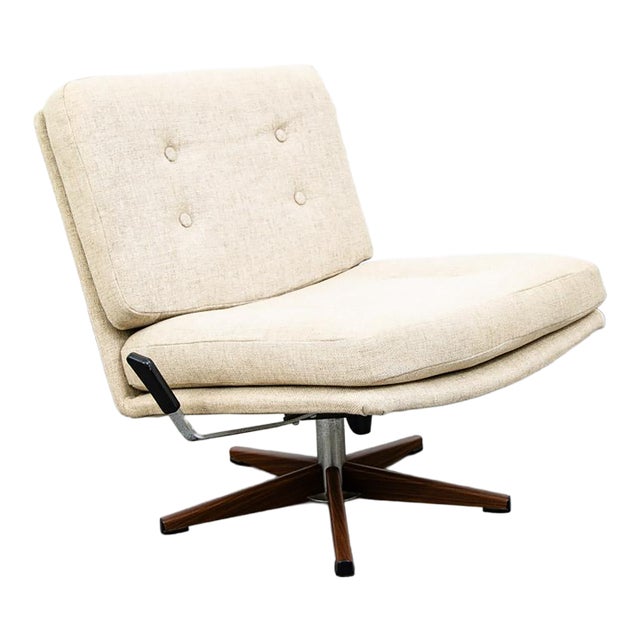 Mid Century Danish Modern Lounge Chair Tan Swivel Denmark Swivel Slatte Sweden For Sale