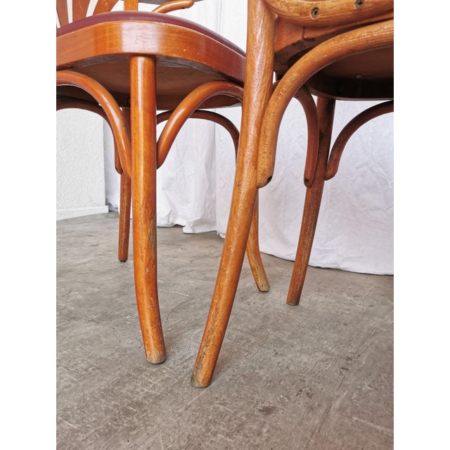 Bentwood Dining Chairs in Red Faux Leather, 1970s, Set of 3 For Sale - Image 15 of 18