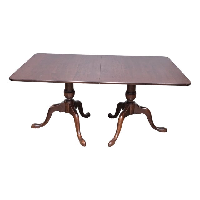 Late 20th Century Eldred Wheeler Solid Cherry Two Pedestal Dining Table 2 Leaves Benchmade For Sale