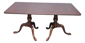 Late 20th Century Eldred Wheeler Solid Cherry Two Pedestal Dining Table 2 Leaves Benchmade