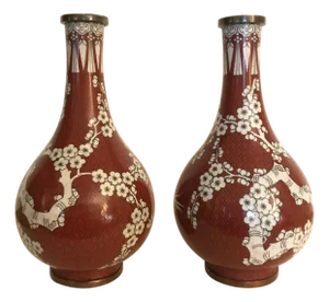 A Fine Pair of Antique Chinese Cloisonné Gord Form Vases, circa 1900