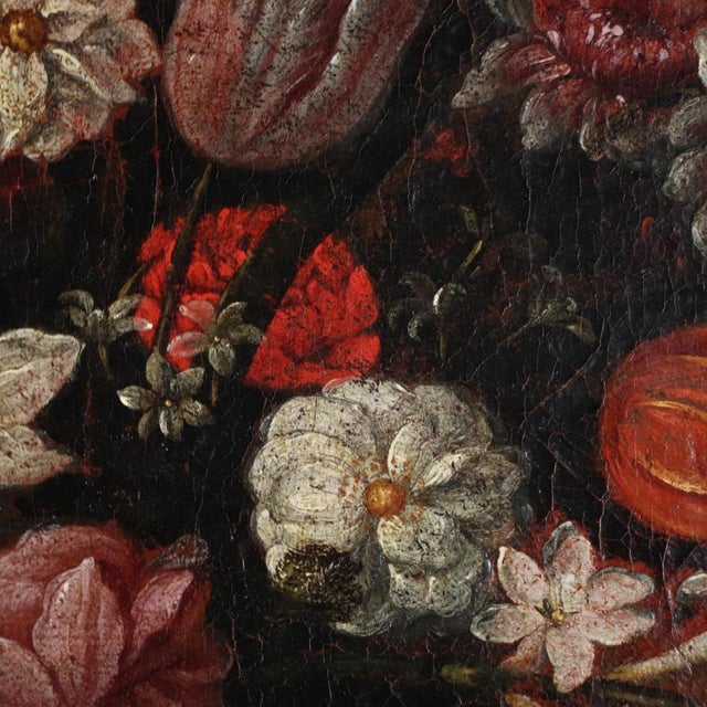 Italian Artist, Still Life with Flowers, 17th Century, Oil on Canvas, Framed For Sale - Image 4 of 16