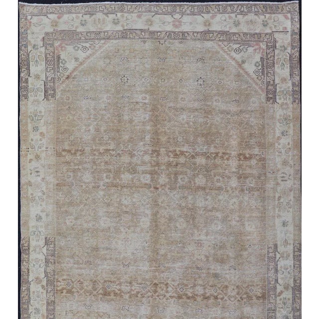 Persian Hamedan Vintage Gallery Rug With Sub-Geometric Design Earth Tones For Sale In Atlanta - Image 6 of 11