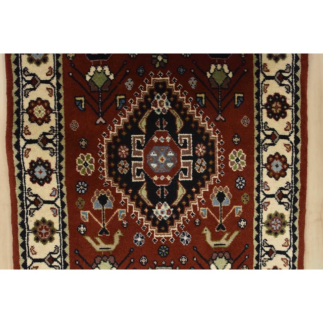 Fine Kashmar Runner 1’10” X 10’1” Red Wool Traditional Hand-Knotted Rug For Sale - Image 9 of 15