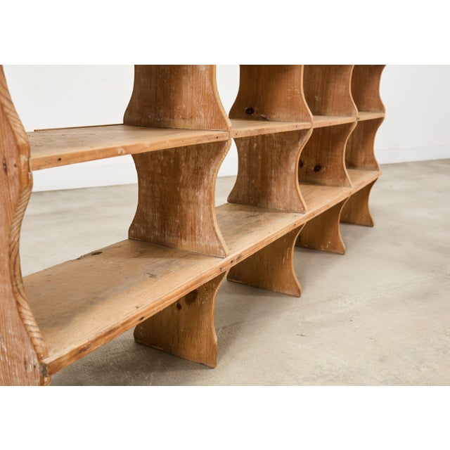 19th C. French Country Pine Farmhouse Cupboard Shelf Étagère 7 Ft For Sale - Image 14 of 15