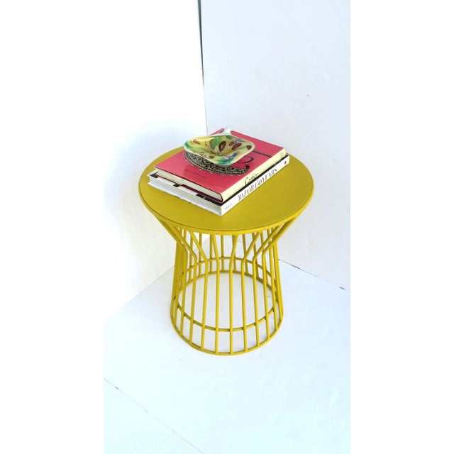 Round Side or End Table in Yellow Platner Style For Sale - Image 9 of 12