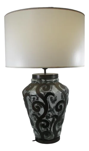 Table Lamp in Wrought Iron and Blown Glass, 1980s