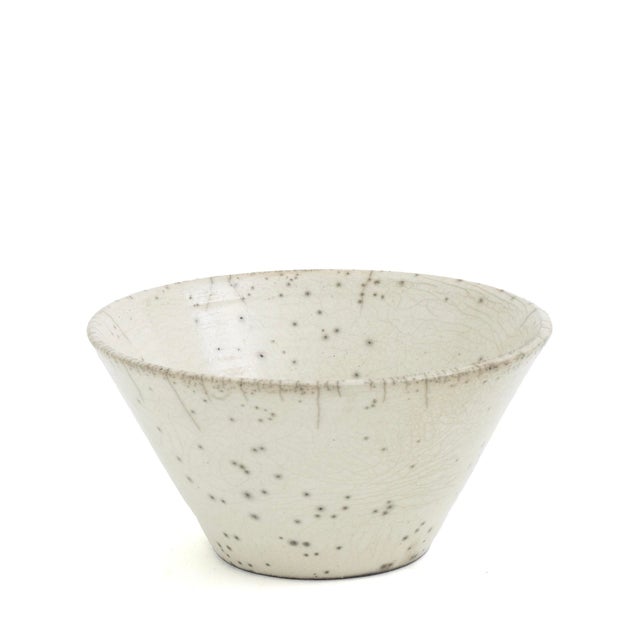 Japanese Minimalistic Crackle White Raku Ceramics Moon Bowls by Laab Milano, Set of 5 For Sale - Image 12 of 14