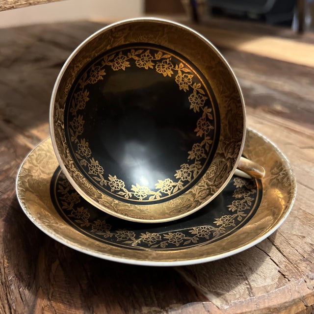 Vintage Bavarian Demitasse Espresso Cup & Saucer, Turkish Coffee Cup For Sale - Image 4 of 12