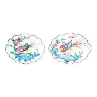 Pair of Vintage Anfora Agueda Hand Painted Decorative Trinket Dishes - Portugal For Sale