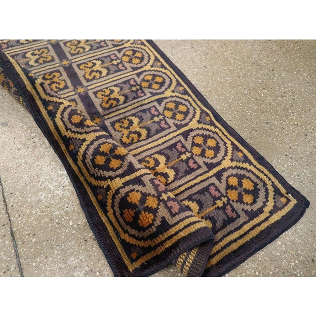 Galerie Shabab Collection Mid-20th Century Handmade Spanish Savonnerie-Style Runner Rug in Dark Blue For Sale - Image 9 of 10