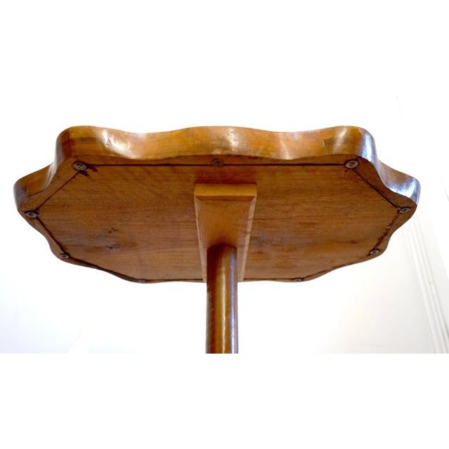 19th Century Collectible Maple or Walnut Hand-Carved Table with Scalloped Rim For Sale In Los Angeles - Image 6 of 6