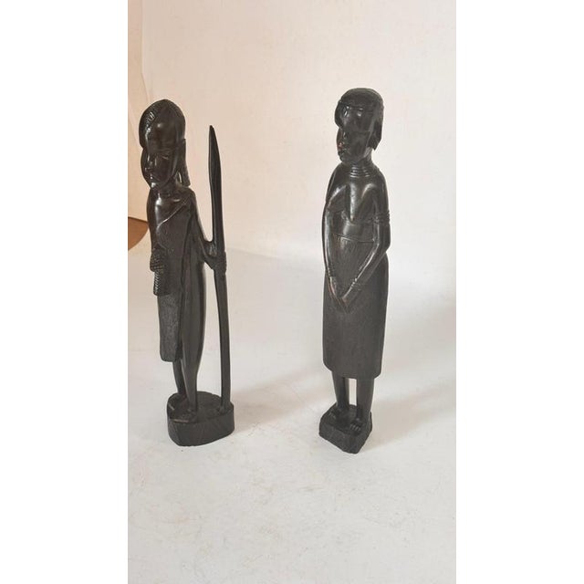 African Sculptures in Heavy Hardwood, Set of 2 For Sale - Image 5 of 15