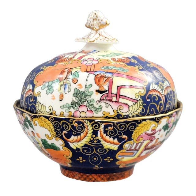 Patent Ironstone Chinoiserie Pattern Covered Bowl by Masons, 1820 For Sale - Image 6 of 14