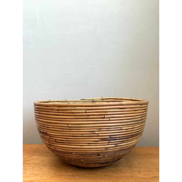 Vintage Natural Pencil Reed Decorative Bowl For Sale - Image 11 of 12