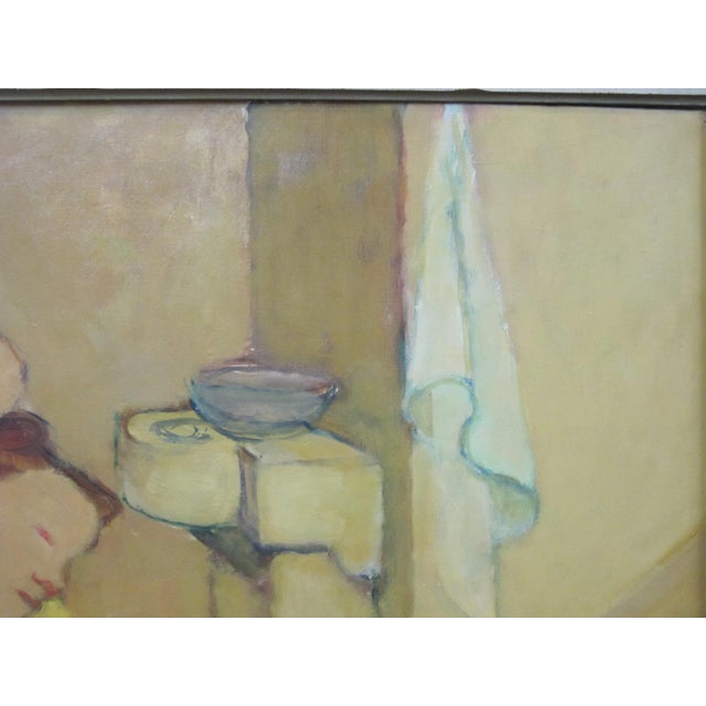 Maurice Savin French Signed Framed Oil Painting 2 Women Interior Avec Femme For Sale - Image 4 of 7