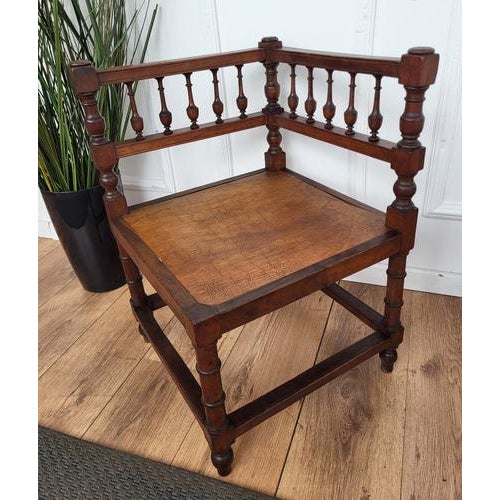 Wood Italian Neoclassic Carved Wooden Corner Chair, 1950s For Sale - Image 7 of 9