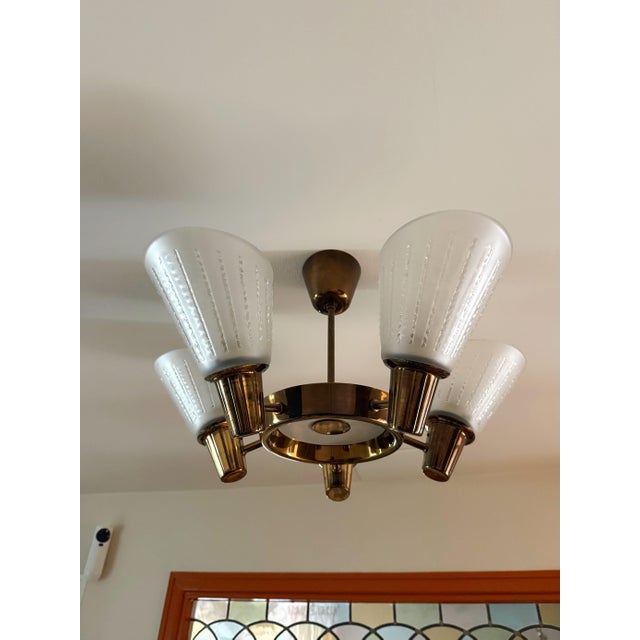 Mid-Century Brass Chandelier by Harald Notini and Uno Westerberg for Böhlmarks, 1950 For Sale - Image 12 of 12
