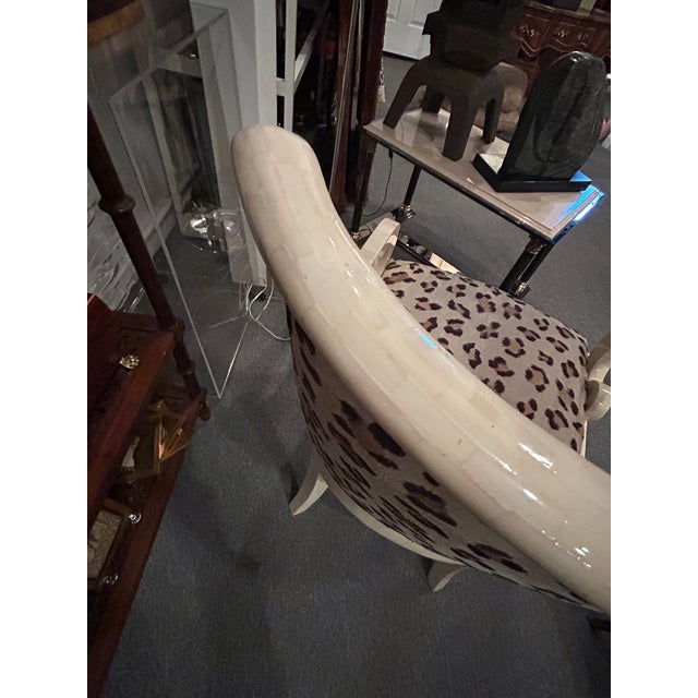 Textile Tessellated Bone Armchair Reupholstered in Cheetah Print Scalamandre Fabric For Sale - Image 7 of 15