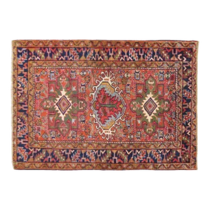 Antique Persian Heriz Karaja Oriental Rug, Small Size, w/ Multiple Medallions