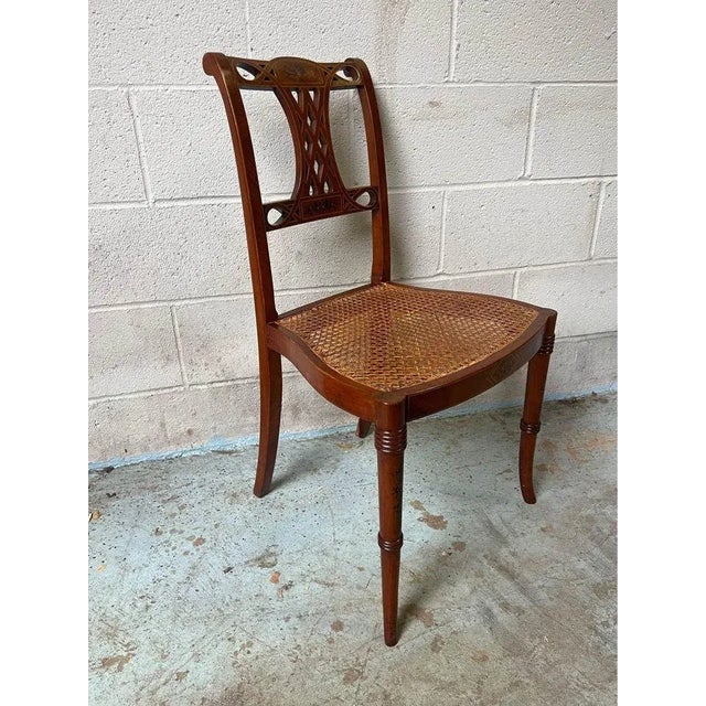 Early 20th Century Antique Hollywood Regency Style Cane Seat Side Chair For Sale - Image 11 of 11