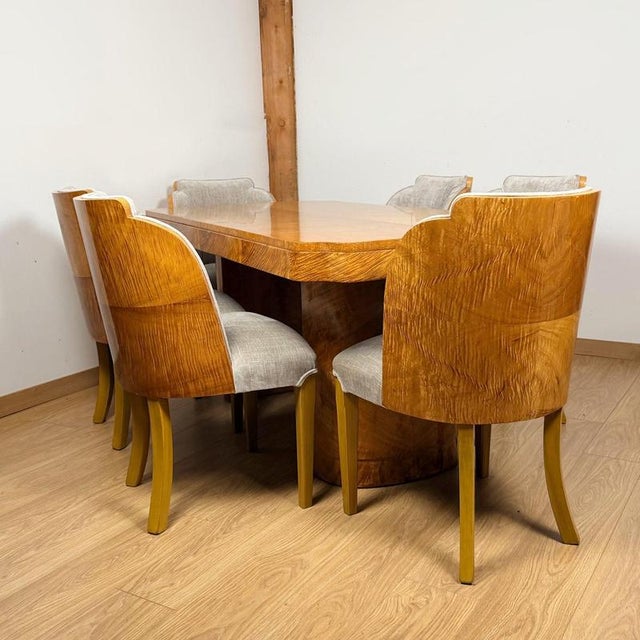 Art Deco Dining Table and Chairs, 1930s, Set of 7 For Sale - Image 3 of 15