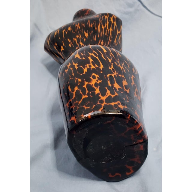 Handblown Murano Style Glass Sculptural Vase Tortoise Shell Speckled Pattern For Sale - Image 4 of 7