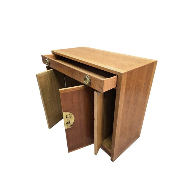 Wood Vintage Chinese Elm Campaign-Style Cabinet With Brass Hardware For Sale - Image 7 of 11