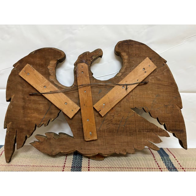Wood Vintage Patriotic American Bald Eagle Wall Plaque For Sale - Image 7 of 9