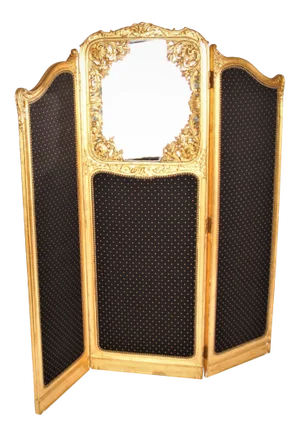 Late 19th Century French Louis XVI Style Three-Fold Gilt-Wood Floor Screen