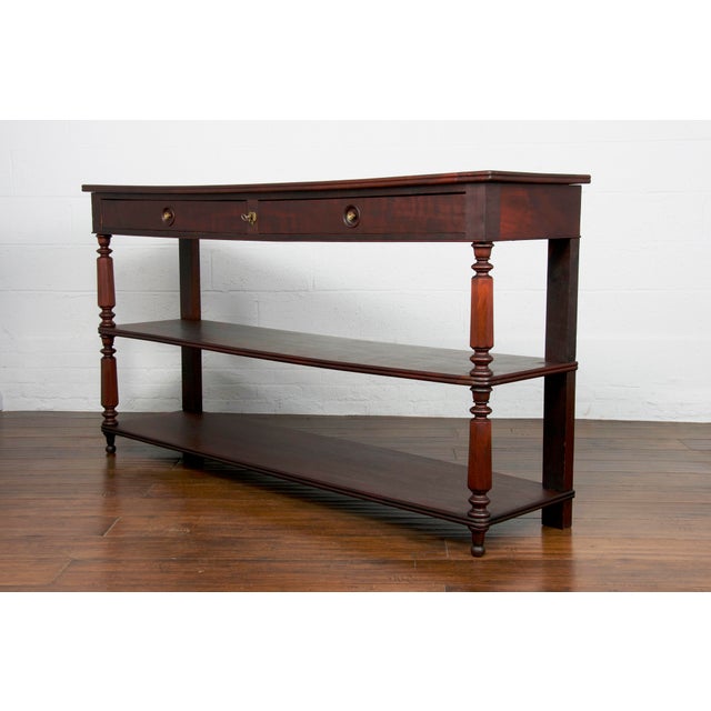 Antique French Louis Philippe Style Provincial Mahogany Console Table