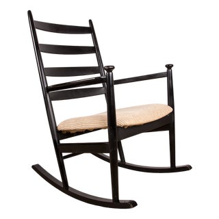 Vintage Model 218 Rocking Chair in Lacquered Teak and Fabric by Thomas Harlev for Farstrup Savvaek, 1960 For Sale