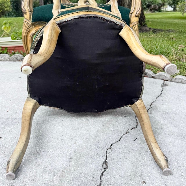 Vintage Rococo Style Wooden Floral Needlepoint Dining Chairs - Set of 4 (No Captain Chair) For Sale - Image 9 of 12