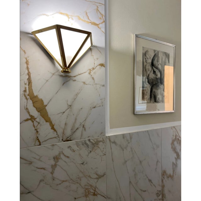 Metal Opaline Glass Brass Sconce from Glashütte Limburg For Sale - Image 7 of 10