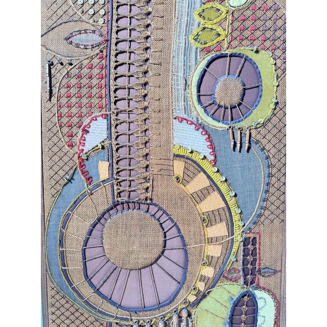Vintage Wall Hanging Woven Textile in Wool, Jute, Cotton, and Wood, 1970s For Sale - Image 6 of 13