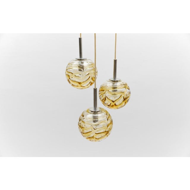 1960s Yellow Murano Glass Ball Pendant Cascading Lamp from Doria Leuchten, Germany, 1960s For Sale - Image 5 of 9