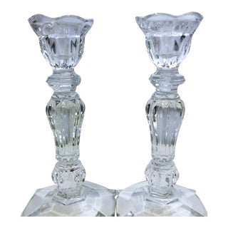 Vintage Cut Crystal Candle Holders - a Pair For Sale