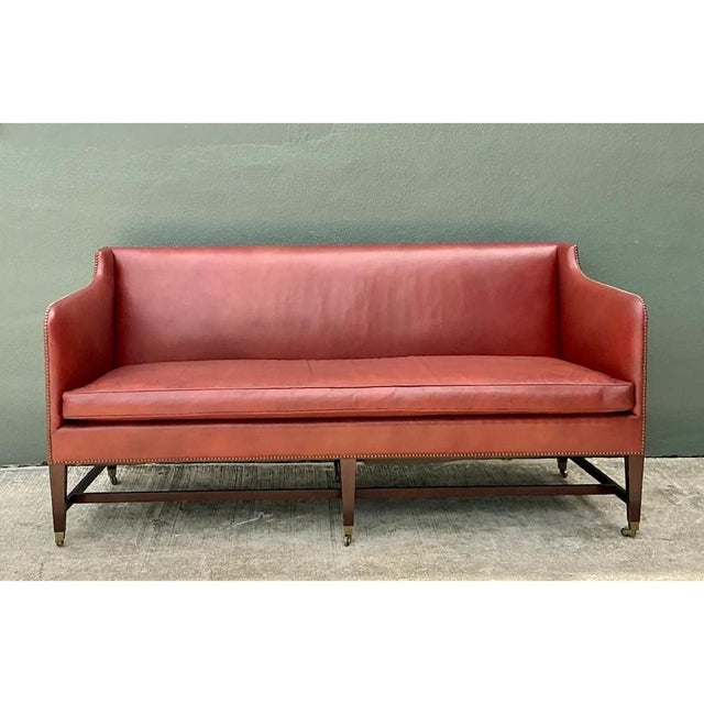 Vintage Saybolt and Cleland Nailhead Trim Leather Sofa For Sale In West Palm - Image 6 of 12