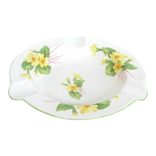 Shelley England Primrose Yellow Flowers Green Trim Bone China Ashtray For Sale