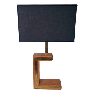 Postmodern Table Lamp in Brass and Bamboo from Liwans, Italy, 1970s For Sale