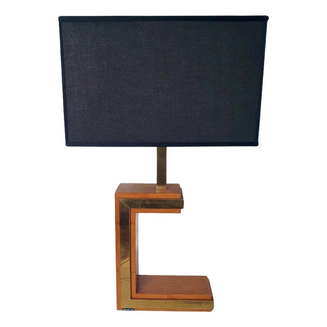 Postmodern Table Lamp in Brass and Bamboo from Liwans, Italy, 1970s For Sale