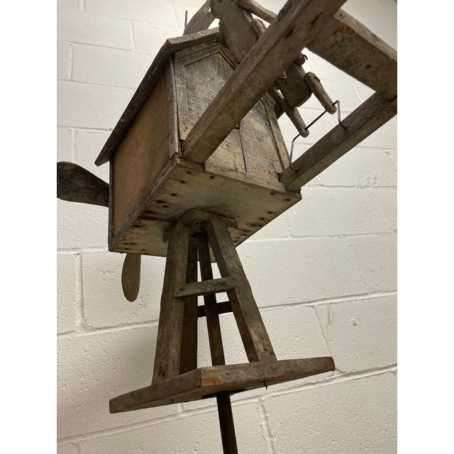 Early 20th Century Early 20th Century Rustic Primitive Handmade Wood American Folk Art Outdoor Barn Whirligig For Sale - Image 5 of 12