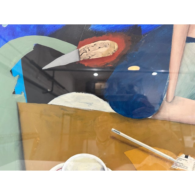 Mixed Media Still Life by Sisk – Watercolor With Collage Elements, Framed For Sale - Image 4 of 7