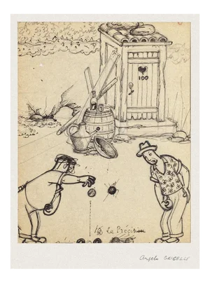 Angelo Griscelli, Figures, Ink and Pencil on Paper, 20th Century