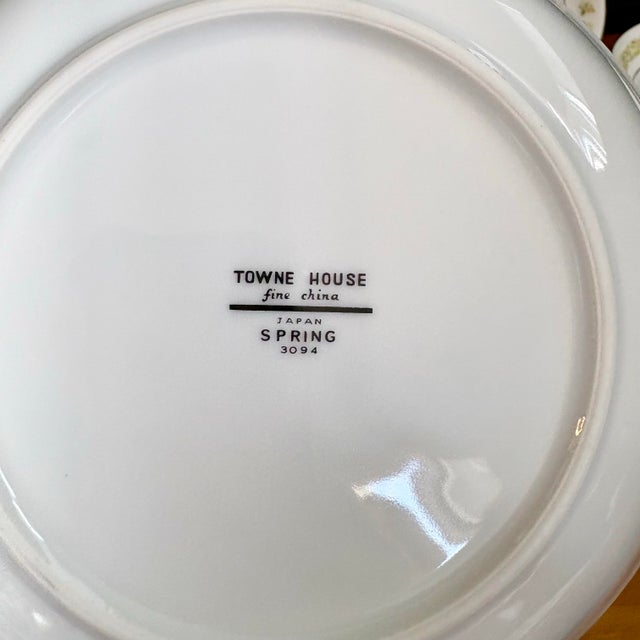 Vintage Towne House “Spring 3094” Soup Bowls With Yellow Floral Band & Silver Trim, Sold Individually For Sale In Miami - Image 6 of 8