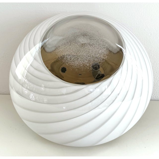 Mid-Century Modern Italian Magic Eye Murano Glass Flush Mount by Venini, 1970s For Sale - Image 9 of 18