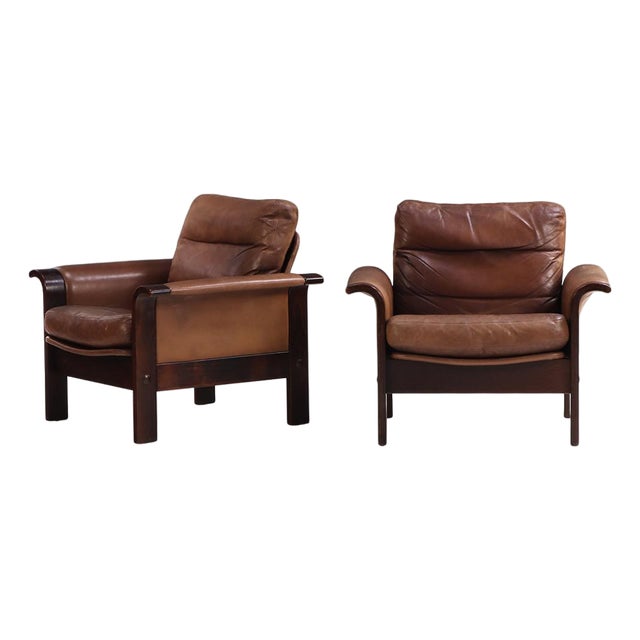 Pair of 1970s Danish Leather Lounge Chairs by Georg Thams for a/S Vejen For Sale