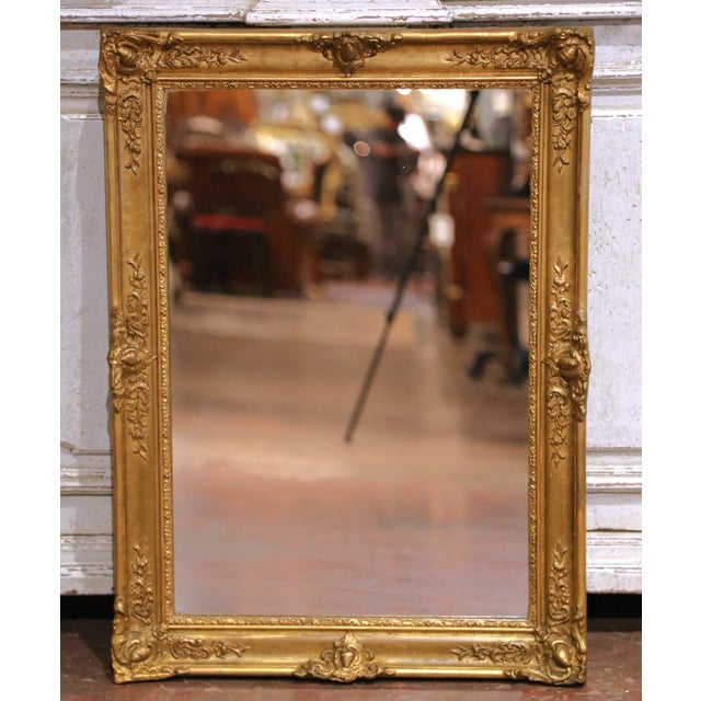 Late 19th Century Antique Giltwood Wall Mirror, Louis XV Style, Hand-Carved, 1880 For Sale - Image 5 of 8
