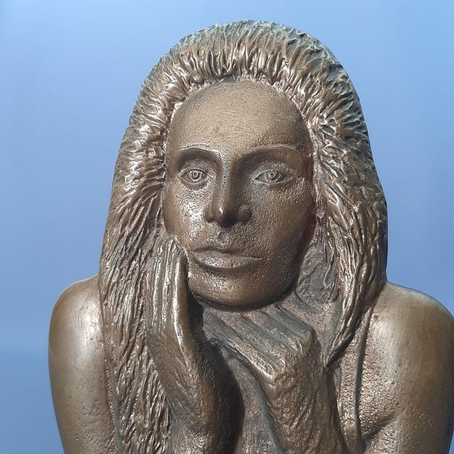 Vintage Italian Bronze Woman Double Bust Sculpture, 1960s For Sale - Image 12 of 18