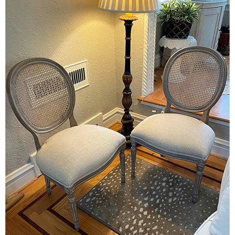 French Provincial Pair of Ethan Allen French-Style Side Chairs For Sale - Image 3 of 12